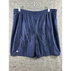 Mens L Russell Dazzle Shorts‎ Silky Shiny Navy Basketball Y2K Vintage Rare